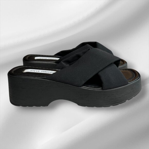 Steve Madden Phoebe Black Slides Size 10 - Picture 3 of 7